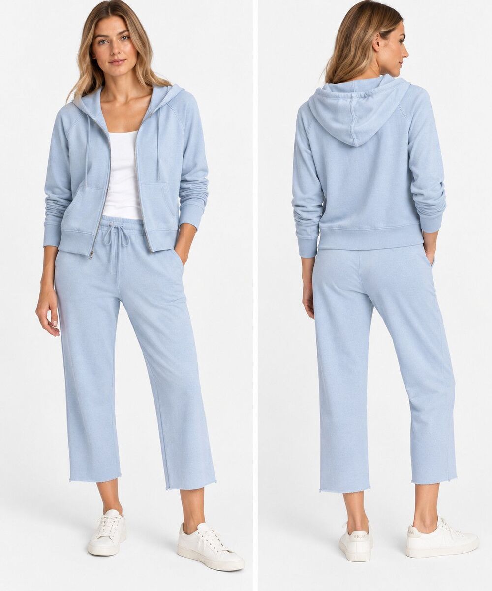 New James Perse Blue French Terry Ray Edge Sweatpants and Jacket Set Hoodie 2 (M